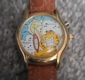 Vintage seltene Garfield Katzenuhr braucht Batterie mit Spiegel Garfield Sammler Geschenk - Bild 1 von 8
