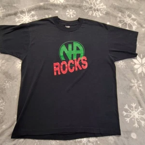 Vintage Narcotics Anonymous NA Rocks T-Shirt 90s schwarz Tee Herren XL  - Bild 1 von 10