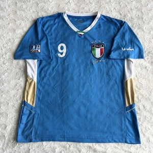 Italy National Team Soccer Jersey Adult XL Blue Gol Italia Azzurri #9 Flag Stars - Picture 1 of 15
