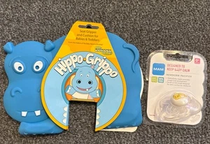 Baby Banana Hippo Grippo High Chair Seat Gripper and MAM Newborn Pacifier, NEW - Picture 1 of 2