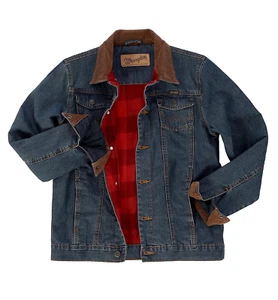 Wrangler boys denim jacket size M lined flannel fleece collar western cowboy - Picture 1 of 7