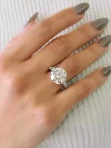 5.00 Ct Round Cut Moissanite Engagement Wedding Ring 14K White Gold Plated - Picture 1 of 3