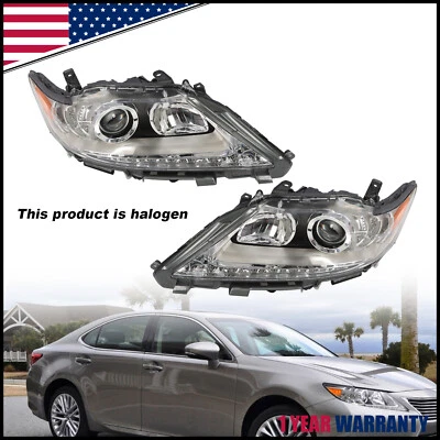 For 2013-2015 Lexus ES350 ES300h Halogen LED DRL Headlights HeadLamps Left+Right - Image 1 of 4
