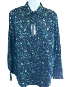 Men's PERRY ELLIS Blue Green Gray Floral Shirt 2XLT Long Sleeve NWT MSRP $89.50 - Picture 1 of 7