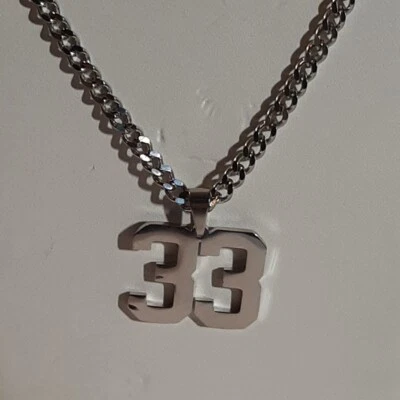 #33 NÚMERO DE FÚTBOL DE BÉISBOL Colgante Dije / COLLAR CADENA INOXIDABLE 18"-24" Foto 1 de 4