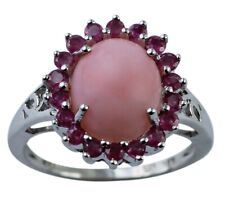 Anniversary Gift For Her Pink Opal Gemstone Cocktail Ring Size 7 10k White Gold