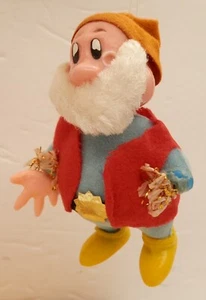 Vintage Doc aus Schneewittchen & sieben Zwerge beflockt Weihnachtsschmuck Disney - Bild 1 von 2