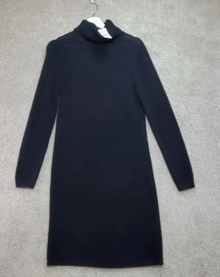 J.Crew Sweater Dress Women's Small Black Cotton Tight Knit Turtleneck Cabincore - Image 1 of 4