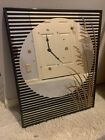 Vtg 1970-80s Modern Print Transfer Wall Mirror w/ Clock