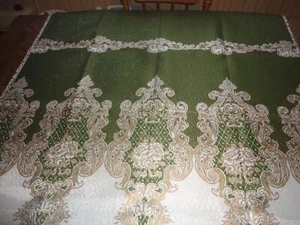 Vtg 1960's Fiberglass Fabric Green Boarder 47"L x 44"W For Curtains-Stage-Craft - Bild 1 von 3