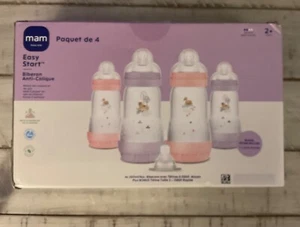 Mam 4 Pack 9 oz Bottles Pink and White Easy Start 2+ months - Picture 1 of 7