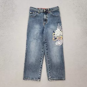 Vintage Ecko Unltd Jeans Kids Size 7 Blue Denim Faded Distressed Baggy Y2K - Picture 1 of 12