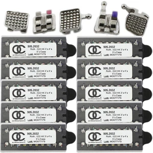 10er Set Zahnkieferorthopädische Zahnspangen 022 Roth Halterungen Metall Monoblock Mini 345 Haken - Bild 1 von 12