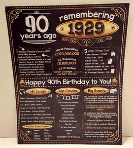 RARE***** 90 years ago remembering 1929 POSTER! HAPPY 90th BIRTHDAY TO YOU !!!!! - Picture 1 of 4