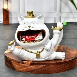 Cat with Hat Statue for Storage Purpose for Home Decor Showpiece Figurine - Picture 1 of 4