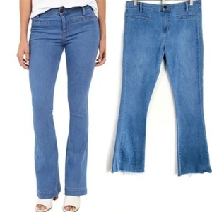 Etienne Marcel Blue Stretch Denim Flare Jeans Two Pocket SZ 29 - Picture 1 of 11