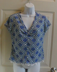 Pantology Shirt White & Blue Triangles Size Medium - Picture 1 of 6