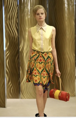 Gonna cravatta donna Prada Runway 2010 Resort 100% seta floreale taglia 42IT 6US USATA IN OTTIME CONDIZIONI