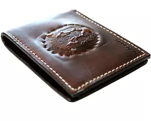 Herren Echt Leder Geldbörse Kreditkarte Geldschein geschnitzt Löwe Tiger Vintage Slim Öl - Bild 1 von 12