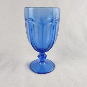 Vintage Libbey Dura Tuff Gibraltar Blue Cobalt Goblet Glass 7" Tall - Picture 1 of 8