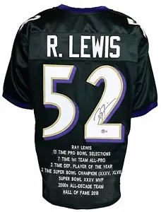 Baltimore Ravens Ray Lewis Autographed Pro Style Black Stat Jersey BAS Authen... - Picture 1 of 1