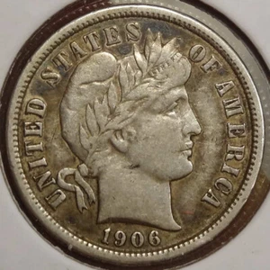 1906-S Dime da barbiere, data sottovalutata, estremamente fine 1025-17 - Foto 1 di 2