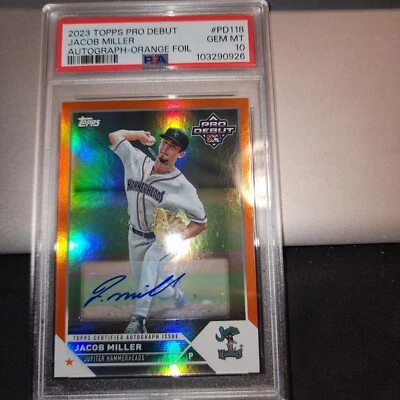2023 TOPPS ORANGE FOIL PRO DEBUT PD-118 JACOB MILLER RC AUTO SSP 23/25 PSA 10 - Image 1 of 4