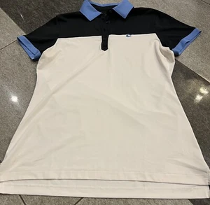Camisa polo de golf Peter Millar mediana blanca/azul con logotipo camiseta técnica para mujer - Imagen 1 de 9