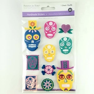 3D Stickers Handmade Sugar Skull Colortopia Multicraft Forever In Time Scrapbook - Picture 1 of 4