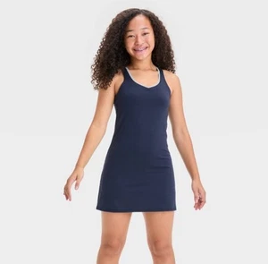 NWT~ All in Motion sz XL 14 Girls Navy Active Dress built in Shorts pockets zz42 - Picture 1 of 4