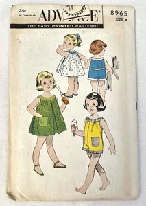 Vintage Advance 8965 FF Girl’s Playsuit & Over Dress Sz 4 never opened Breast 23 - Picture 1 of 8