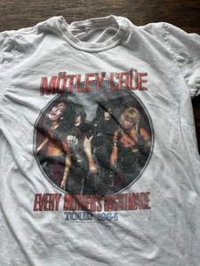 Herren Motley Crue T-Shirt weiß Band Logo KEINE GRÖSSE 80er Hair Metal Rock Band Tommy - Bild 1 von 10