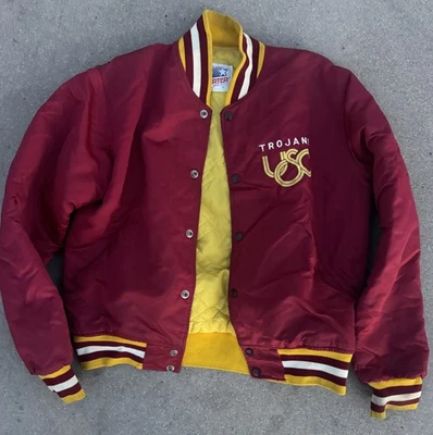 Vintage Starter USC Trojans Nylon Red Jacket Size Medium Read Description - Image 1 of 4