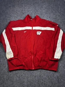 Wisconsin Badgers Jacket Mens 2XL Red White NCAA Football Reebok Full Zip - Picture 1 of 7