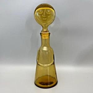 Vtg 1950s MCM Kosta Boda ERIK HOGLUND PEOPLE Glass Decanter Gold/Yellow SWEDEN - Picture 1 of 12