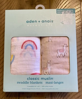 aden + anais 2 Pack Cotton Muslin Blanket Swaddles Sweet Dreams 44 X 44 New - Image 1 of 4