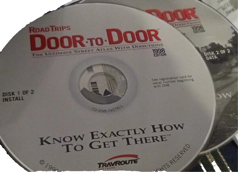 TravRoute: RoadTrips DOOR-TO-DOOR (2CDs only, 1998) for Windows, cd - Image 1 of 1