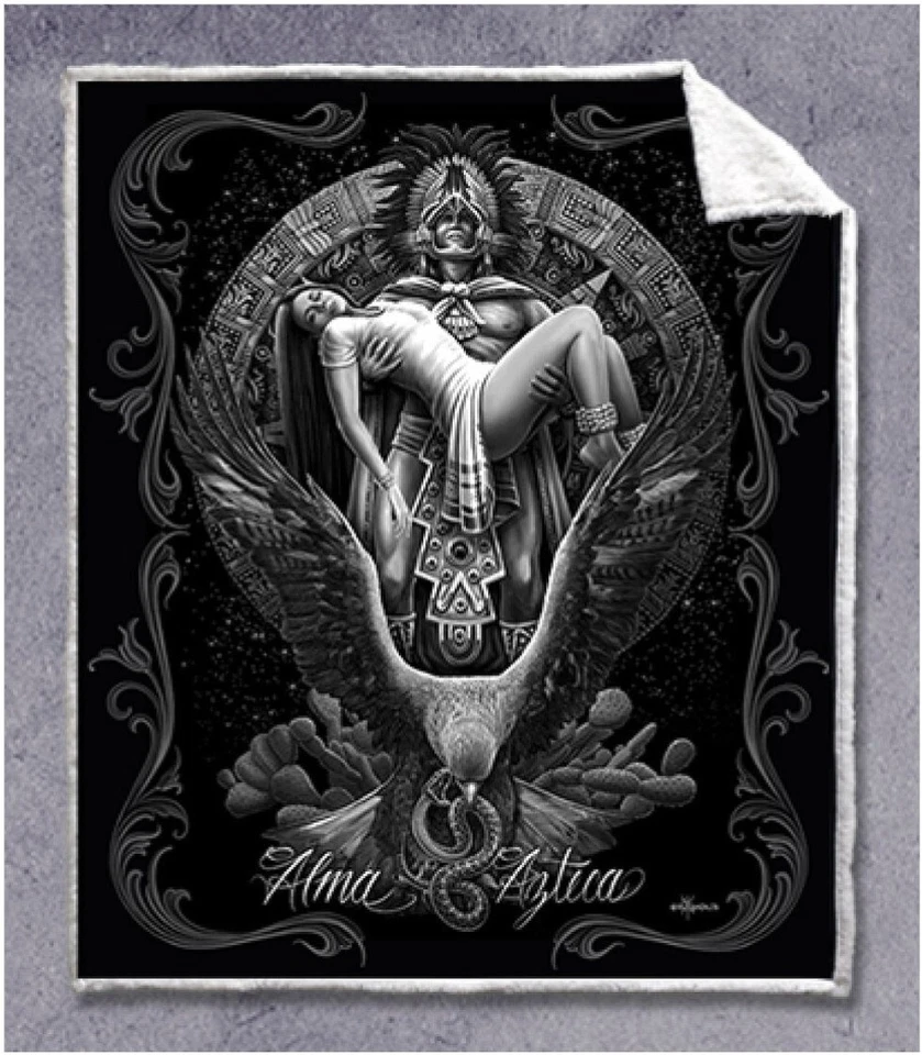 DGA Alma  Azteca  Chicano Biker Chicana Lowrider Thick Soft Throw Sherpa Blanket - Image 1 of 1