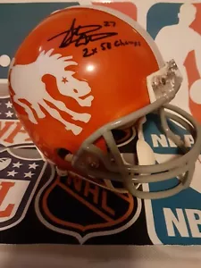 🏈Steve Atwater Auto Throw Back Denver Broncos Mini Helmet "2x SB Champs" (JSA) - Picture 1 of 4