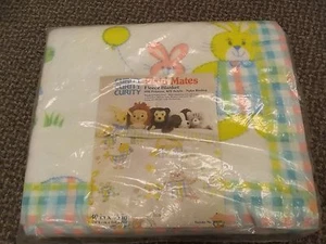 Vtg NEW NOS Curity Plaid Mates Baby Crib Fleece Blanket 40x45 Colorful Animals - Picture 1 of 4