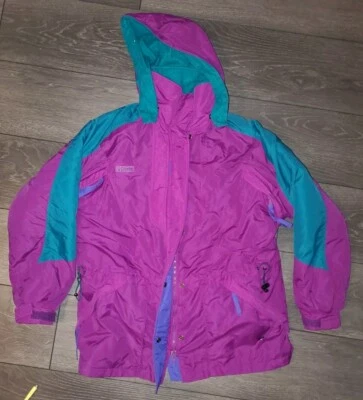 Chaqueta vintage Columbia 3 en 1 para mujer colorblock turquesa magenta púrpura Fuscia Foto 1 de 4