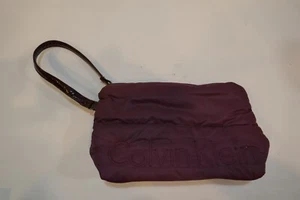 Vintage Calvin Klein Burgandy Make Up/Cosmetic Bag Zip Closure w Strap handle - Imagen 1 de 4