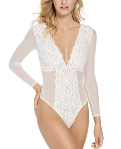 INC Women's Not So Basic Long-Sleeve Lace Mesh Bodysuit Size L - Picture 1 of 3