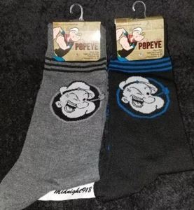 2 PAAR POPEYE STRONG THE SAILOR CREW GRAU SCHWARZE HERRENSOCKEN. SCHUH GR. 6-12  - Bild 1 von 2