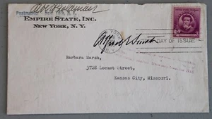 SIGNIERTER PRÄSIDENT EMPIRE STATE BUILDING NY GOUVERNEUR ALFRED E SMITH UMSCHLAG JSA - Bild 1 von 3