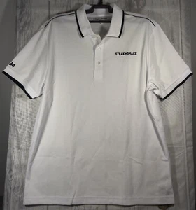Steak & Shake Polo Golf Shirt Size M White Retro Embroidered 1934 - Picture 1 of 5