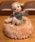 Vtg Napco Vintage Pixie Fairy Angel On Flower November Japan C6948