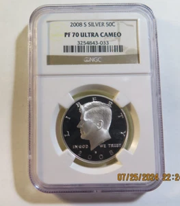 Kennedy Half Dollar 2008-S SILVER NGC PF 70 Ultra CAMEO - Picture 1 of 2