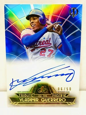 2014 TOPPS TRIBUTE TO THE PASTIME BLUE VLADIMIR GUERRERO REFRACTOR AUTO 6/50 SP - Image 1 of 2