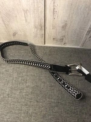Женский ковбойский вестерн черный серебристый с заклепками со стразами ремень размер маленький средний - Изображение 1 из 3